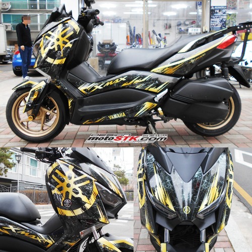 야마하 XMAX300 골드 스플래터 스타일 오토바이 전체데칼 스티커 세트